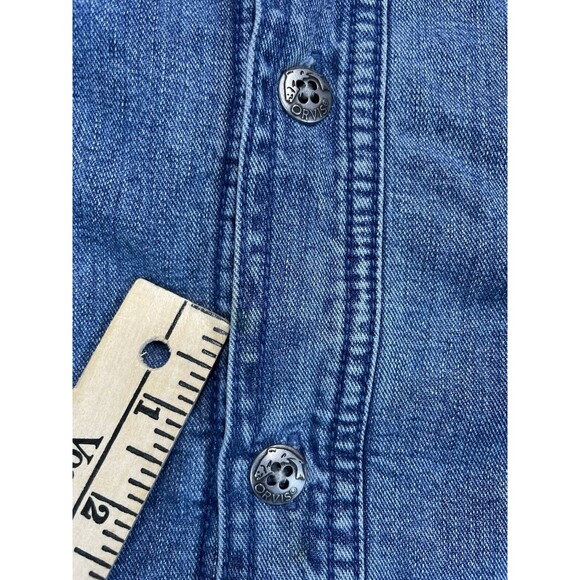 VTG ORVIS Shirt Men XXL Blue Fleece Lined Denim Button Jacket Pockets - Picture 4 of 8